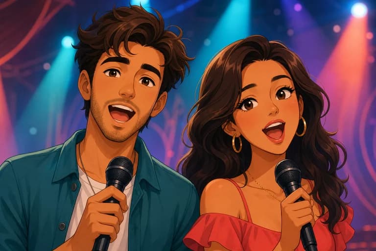 Two-person photo singing example